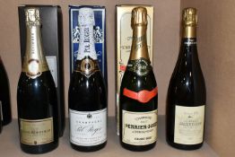 FOUR BOTTLES OF EXCELLENT CHAMPAGNE comprising one bottle of PERRIER - JOUET GRAND BRUT, 750ml,