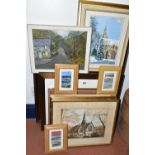 A SMALL QUANTITY OF DECORATIVE PICTURES, to include a highland scene with deer signed Roger Lee,