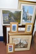 A SMALL QUANTITY OF DECORATIVE PICTURES, to include a highland scene with deer signed Roger Lee,