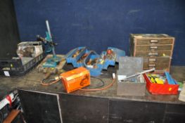 A COLLECTION HAND AND VINTAGE POWER TOOLS, including spanners, Thor mallets, a Black and Decker