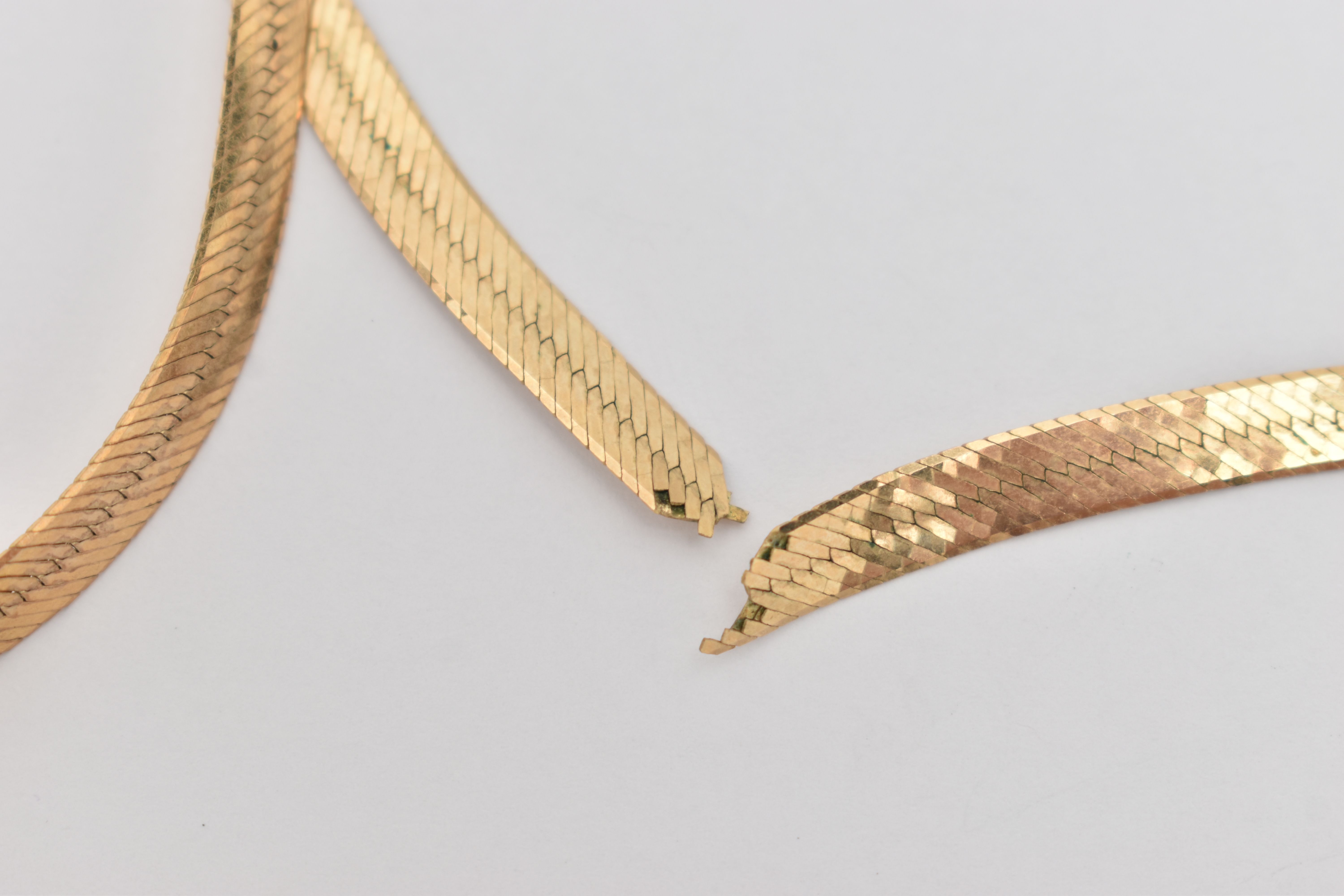 A 9CT GOLD FLAT HERRINGBONE CHAIN, AF fitted with a spring clasp, hallmarked 9ct Sheffield, - Image 2 of 2