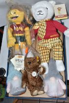 A STEIFF HISTORICAL MINIATURE BEAR AND FOUR OTHER SOFT TOYS, the Steiff bear a replica 1905 in