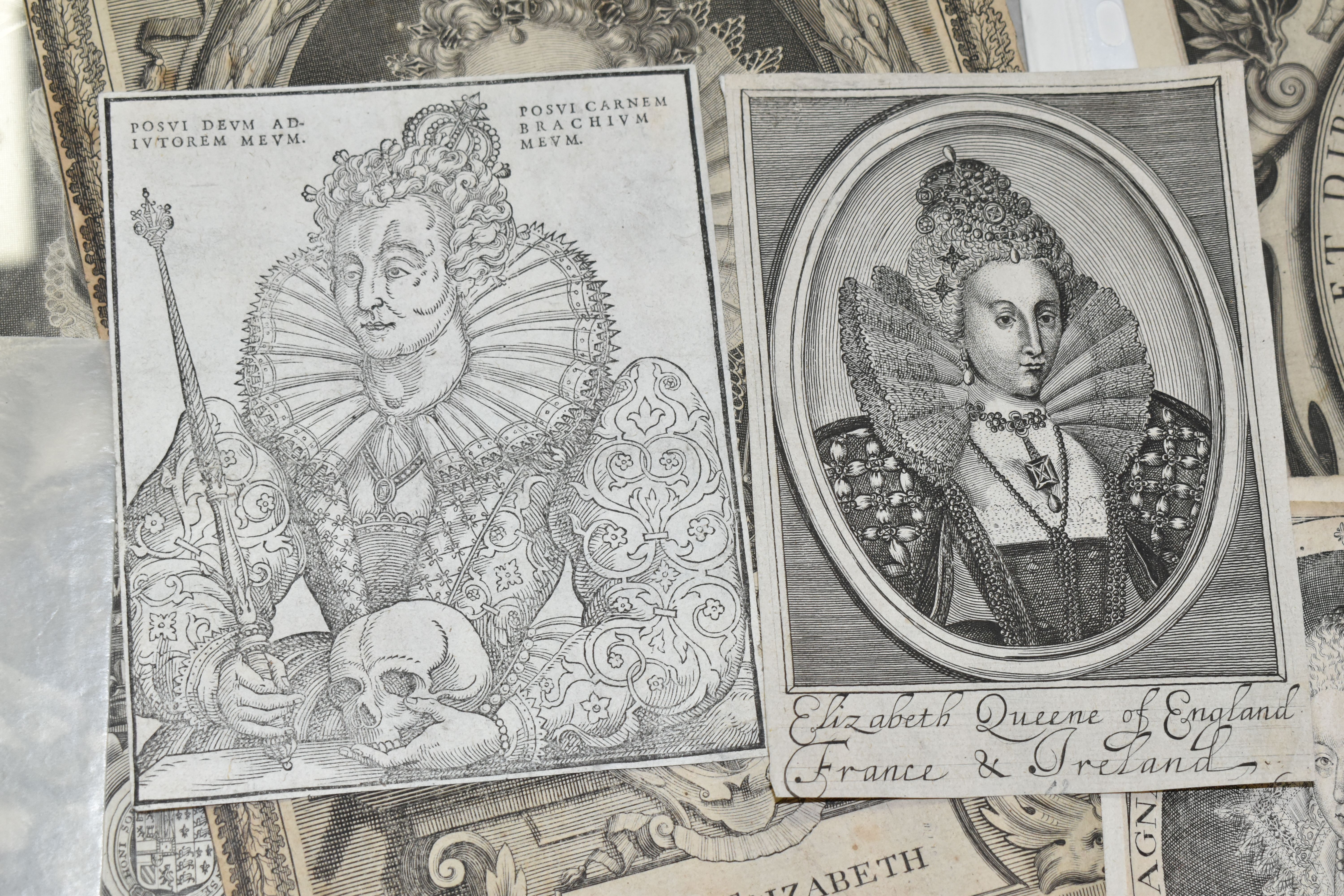 EIGHT QUEEN ELIZABETH I AND QUEEN MARY ENGRAVINGS AND PRINTS, comprising the following Queen - Image 3 of 10