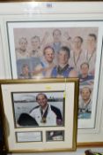 ONE FRAMED PHOTOGRAPH of Steven Redgrave CBE, signed and one framed Print by Stephen Doig of Sir