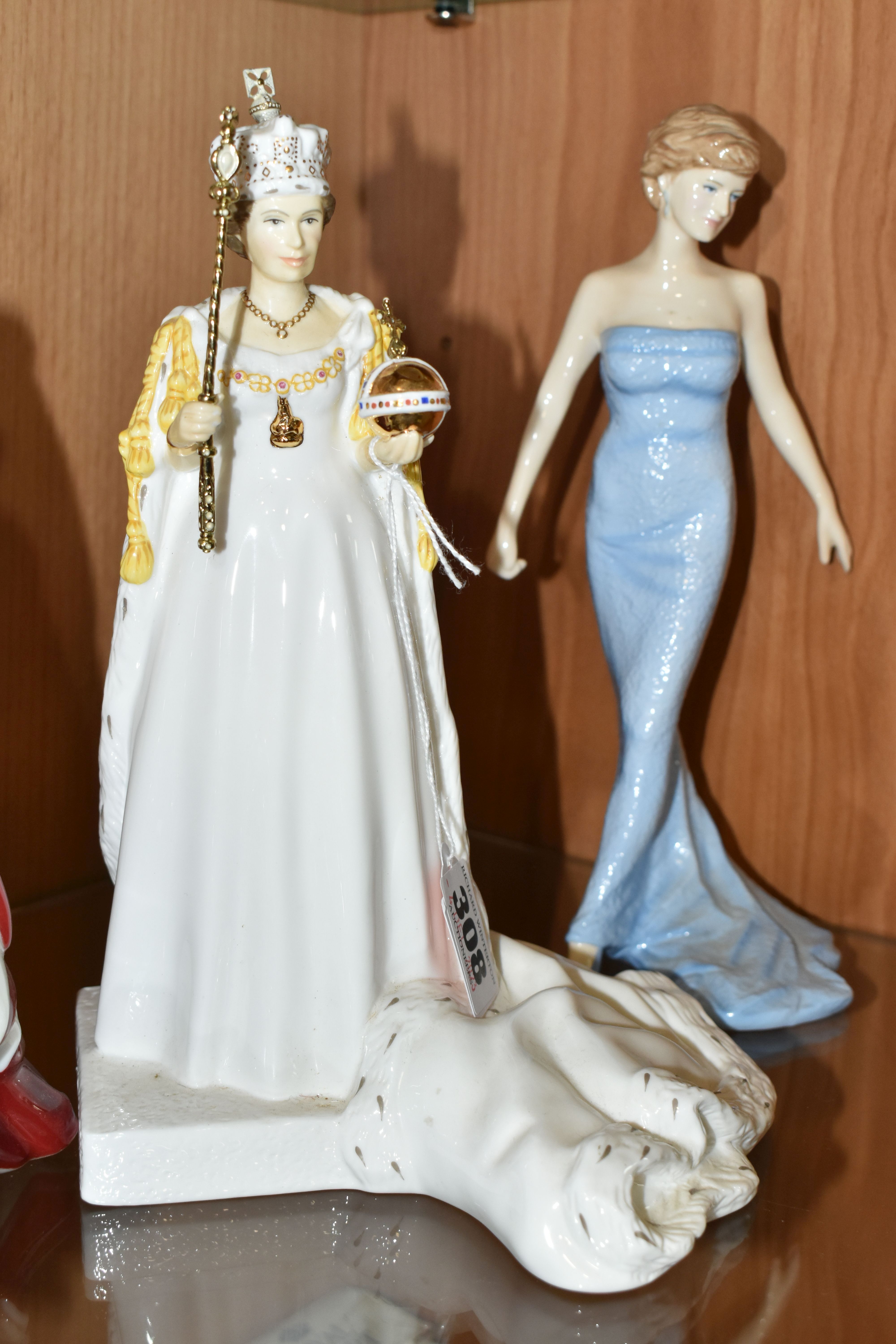 THREE ROYAL FIGURINES, comprising a Coalport figurine of Queen Elizabeth II at her coronation, - Image 3 of 5