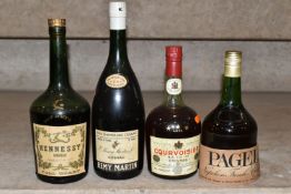 FOUR BOTTLES OF COGNAC / BRANDY comprising one Full Quart bottle of HENNESSEY VSOP reserve Cognac (