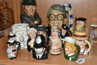 A COLLECTION OF SMALL NOVELTY TEAPOTS, CHARACTER AND TOBY JUGS, fourteen pieces to include Royal