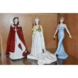 THREE ROYAL FIGURINES, comprising a Coalport figurine of Queen Elizabeth II at her coronation,