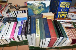 SIX BOXES OF BOOKS containing over 160 miscellaneous titles in hardback and paperback formats,