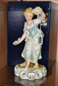 A BOXED ROYAL CROWN DERBY FOUR SEASONS 'SPRING' FIGURINE, printed and hand painted marks to the