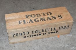 ONE BOTTLE OF FLAGMAN'S PORTO COLHEITA 1963 in a sealed box, a legendary year