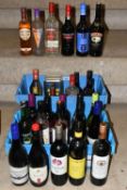 TWO BOXES OF ASSORTED ALCOHOL comprising seven bottles of assorted red wine from Europe and the