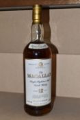 ONE BOTTLE THE MACALLAN 12 Year Old Single Highland Malt Scotch Whisky distilled and bottled by