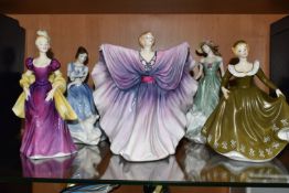 FIVE UNBOXED ROYAL DOULTON FIGURINES, comprising Best Wishes HN3971 - chip to underside of hat,