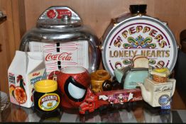 A COLLECTION OF CERAMIC COOKIE JARS AND NOVELTY TEAPOTS, comprising an official Beatles