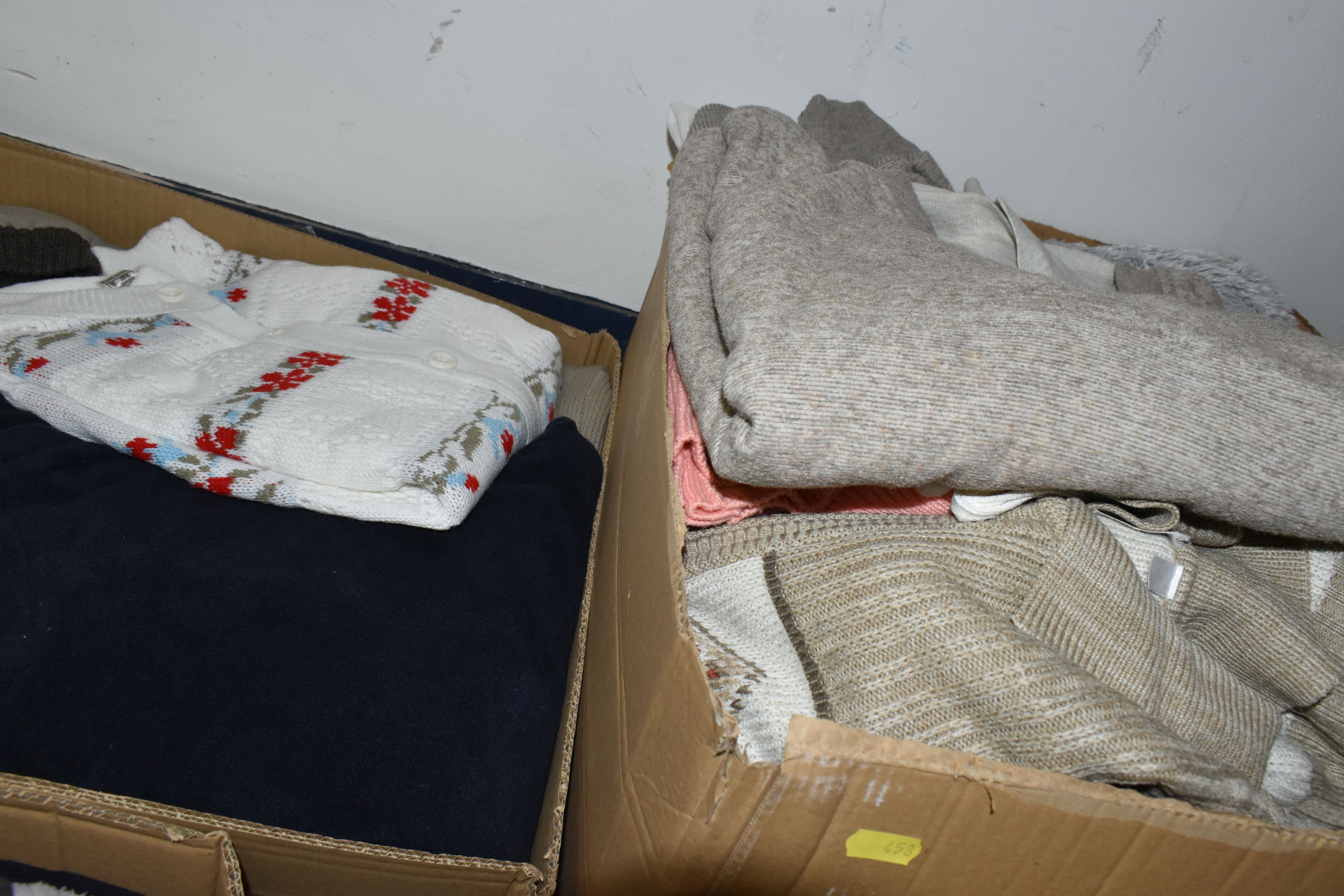 TEN BOXES OF CLOTHING, men's and ladies' clothes to include knitwear, coats, t-shirts, and trousers, - Image 7 of 7