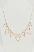 A BI-COLOUR FRINGE NECKLACE, the faceted and tubular design chain suspending triangular fringe drops
