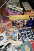 TWO BOXES AND TWO CASES OF LPS AND SINGLES RECORDS, over thirty singles, including The Beatles 'I