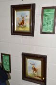 TWO PAIRS OF LATE 19TH / EARLY 20TH CENTURY FRAMED RECTANGULAR TILE PICTURES, comprising a pair