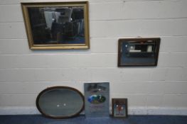 A SELECTION OF VARIOUS MIRRORS, to include a Southern Comfort advertising mirror plate, 40cm x 61cm,