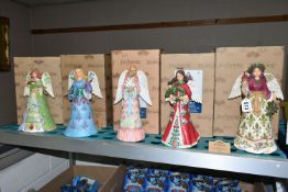 NINE BOXED ENESCO JIM SHORE ANGEL FIGURES, comprising four x Jolly Holly Days, two x Warm