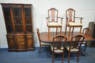 A MODERN MAHOGANY EXTENDING DINING TABLE, with one additional leaf, extended length 194cm x closed