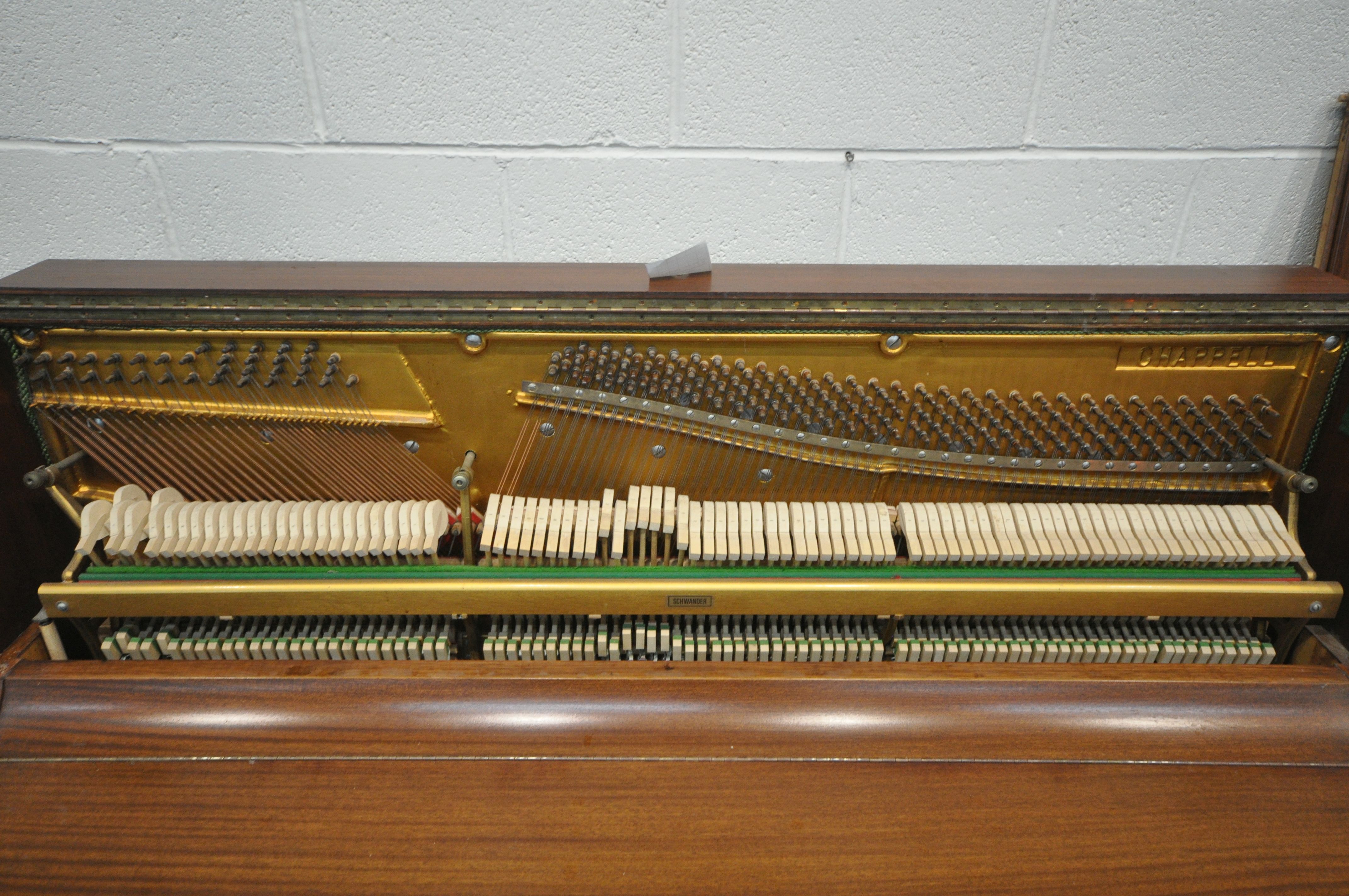 A CHAPPELL TEAK CASED UPRIGHT PIANO, width 145cm x depth 59cm x height 119cm, along with a piano - Image 3 of 6