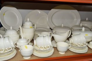 A LARGE QUANTITY OF WEDGWOOD 'EDME' DESIGN DINNERWARE, comprising a covered butter dish (stained
