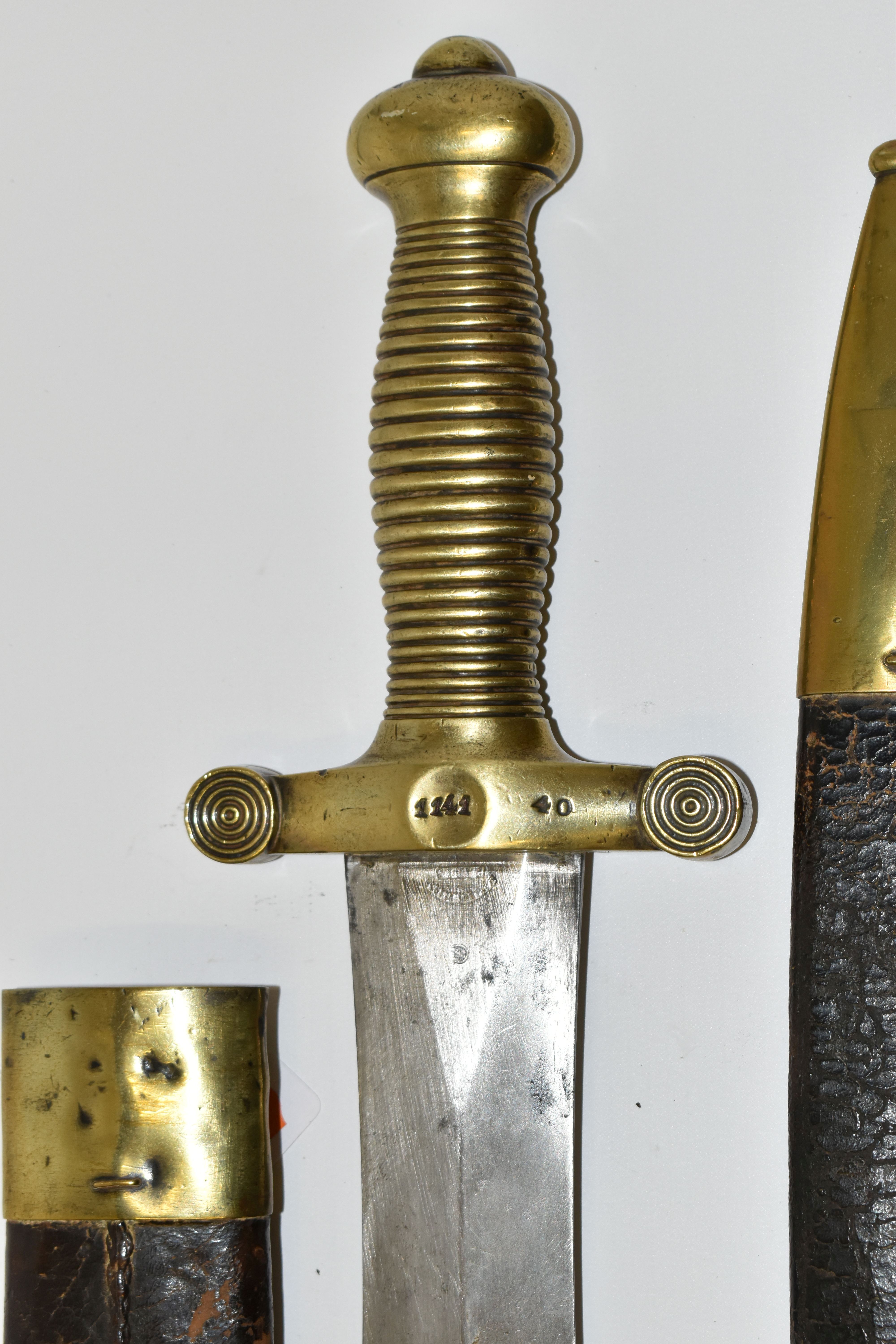 TWO MID 19TH CENTURY FRENCH ARMY CADETS GLADIUS SWORDS, in their original leather covered - Image 2 of 11
