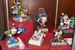 SIX BOXED ENESCO DISNEY SHOWCASE COLLECTION MICKEY MOUSE FIGURES, from Disney Traditions