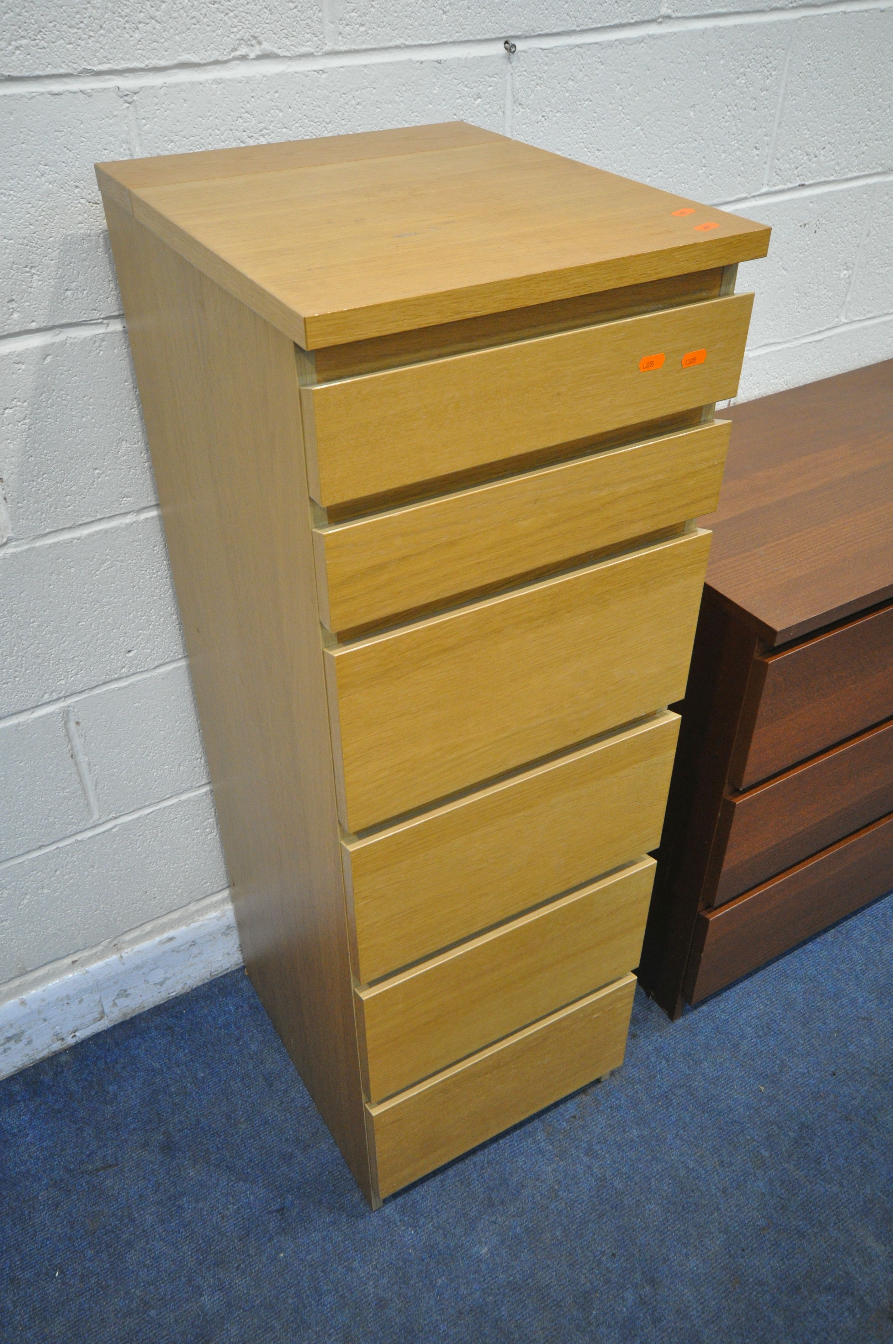 A MODERN PINE DESK, fitted with four drawers, width 105cm x depth 49cm x height 76cm, an Ikea - Image 4 of 5