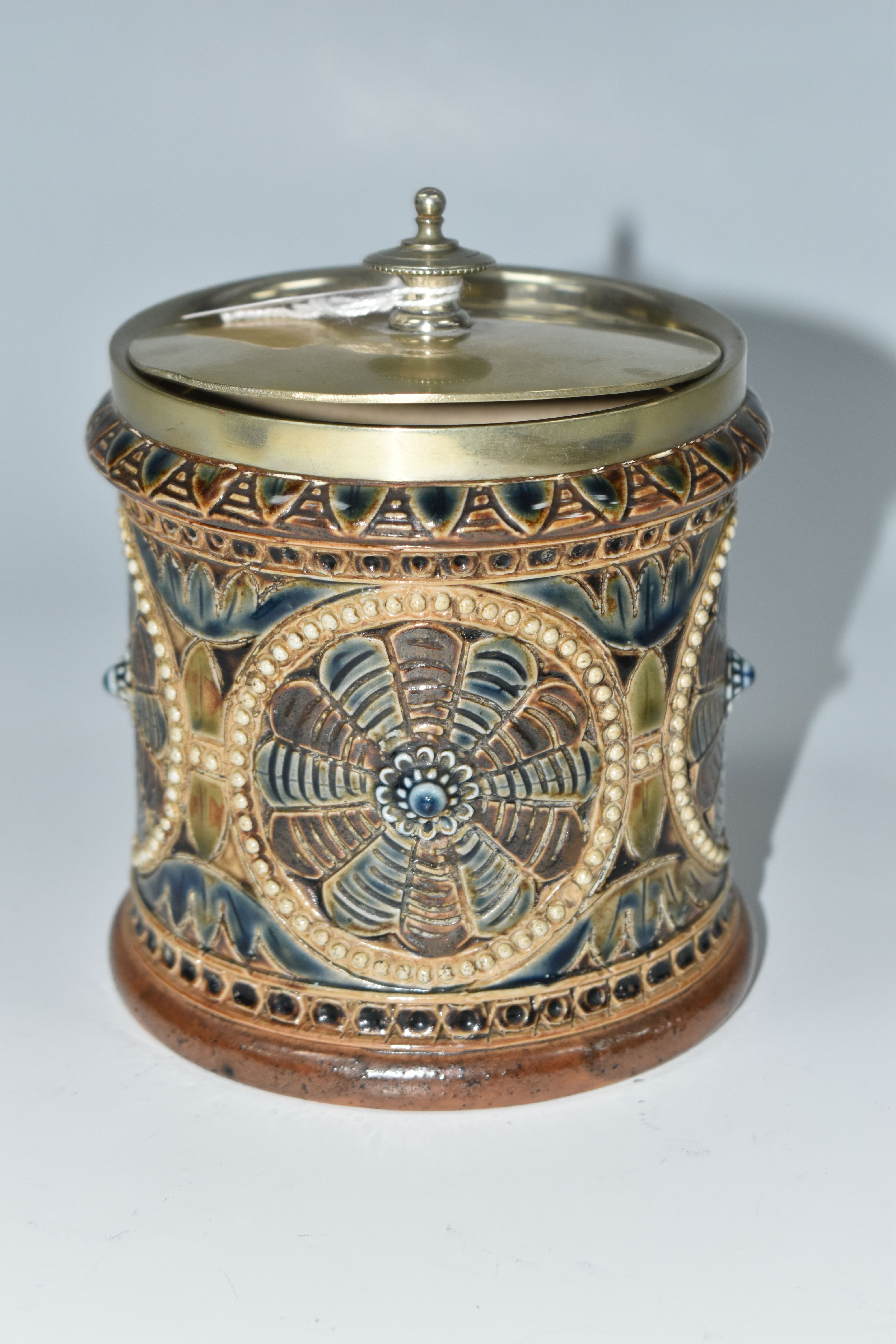 A DOULTON LAMBETH JAR BY FRANK BUTLER, the covered jar having impressed and incised marks to base, - Image 2 of 4