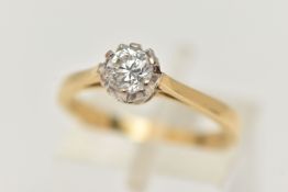 AN 18CT GOLD SINGLE STONE CUBIC ZIRCONIA RING, a circular cut cubic zirconia prong set in white