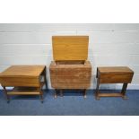 FOUR VARIOUS DROP LEAF TABLES, to include a 20th century oak table, open width 120cm x closed