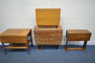 FOUR VARIOUS DROP LEAF TABLES, to include a 20th century oak table, open width 120cm x closed