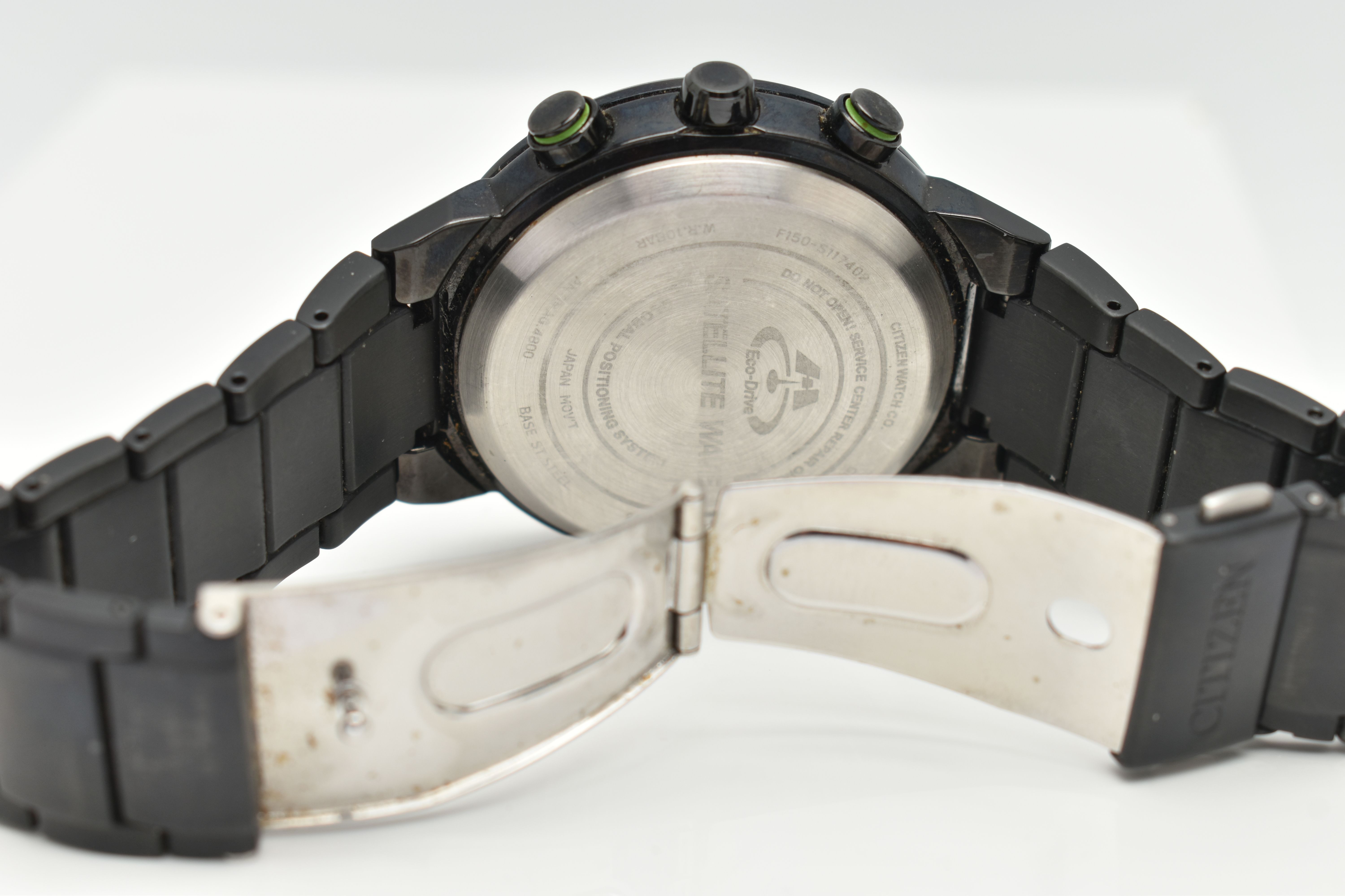 A GENTS 'CITIZEN ECO-DRIVE' WRISTWATCH, round black textured dial signed 'Citizen Eco-Drive - Image 5 of 6