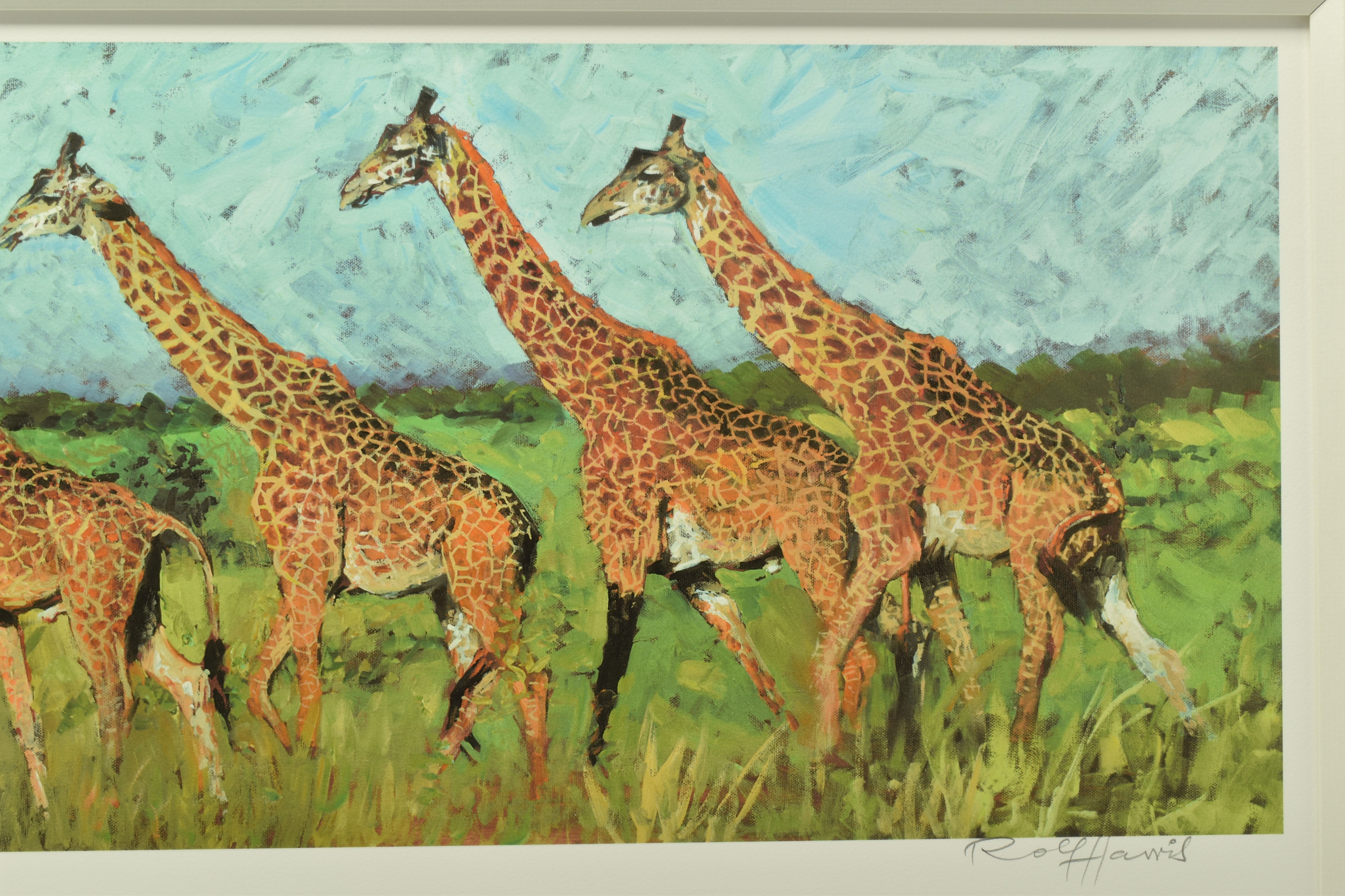 ROLF HARRIS (AUSTRALIAN 1930-2023) 'FOUR GIRAFFES' a limited edition print on paper laid on board, - Image 3 of 11