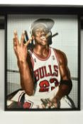NICK HOLDSWORTH (BRITISH CONTEMPORARY) 'MICHAEL JORDAN', a pixelated portrait of the basketball
