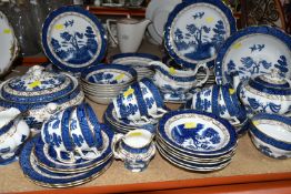 A COLLECTION OF BOOTHS 'REAL OLD WILLOW' PATTERN BLUE AND WHITE DINNER AND TEA WARE, A 8025,