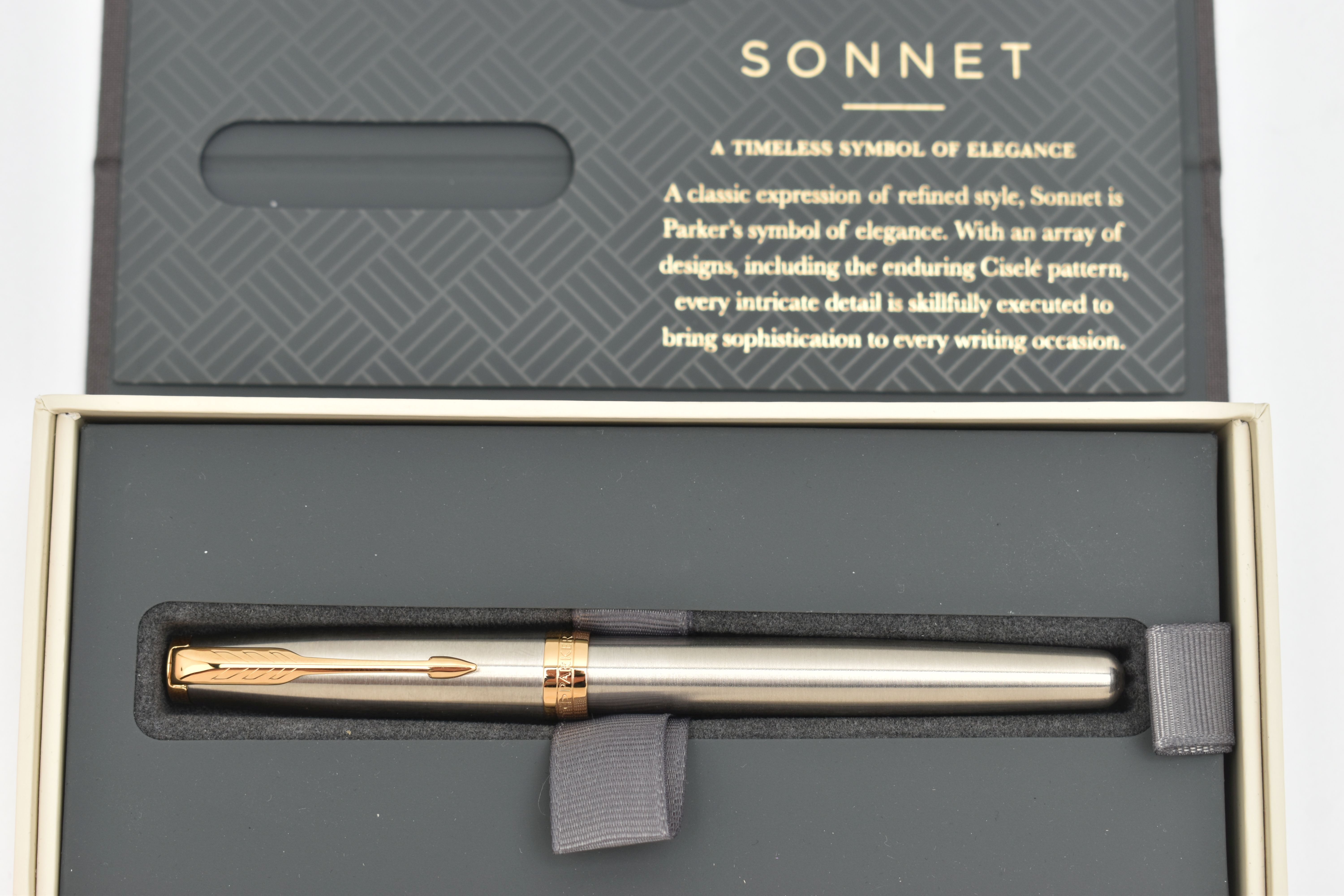 A 'PARKER' SONNET FOUNTAIN PEN, a boxed Cisele pattern fountain pen, (condition report: boxed and in - Image 3 of 4