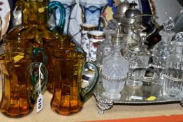 A GROUP OF CERAMICS, GLASS AND METAL WARES, comprising a late nineteenth/early twentieth century