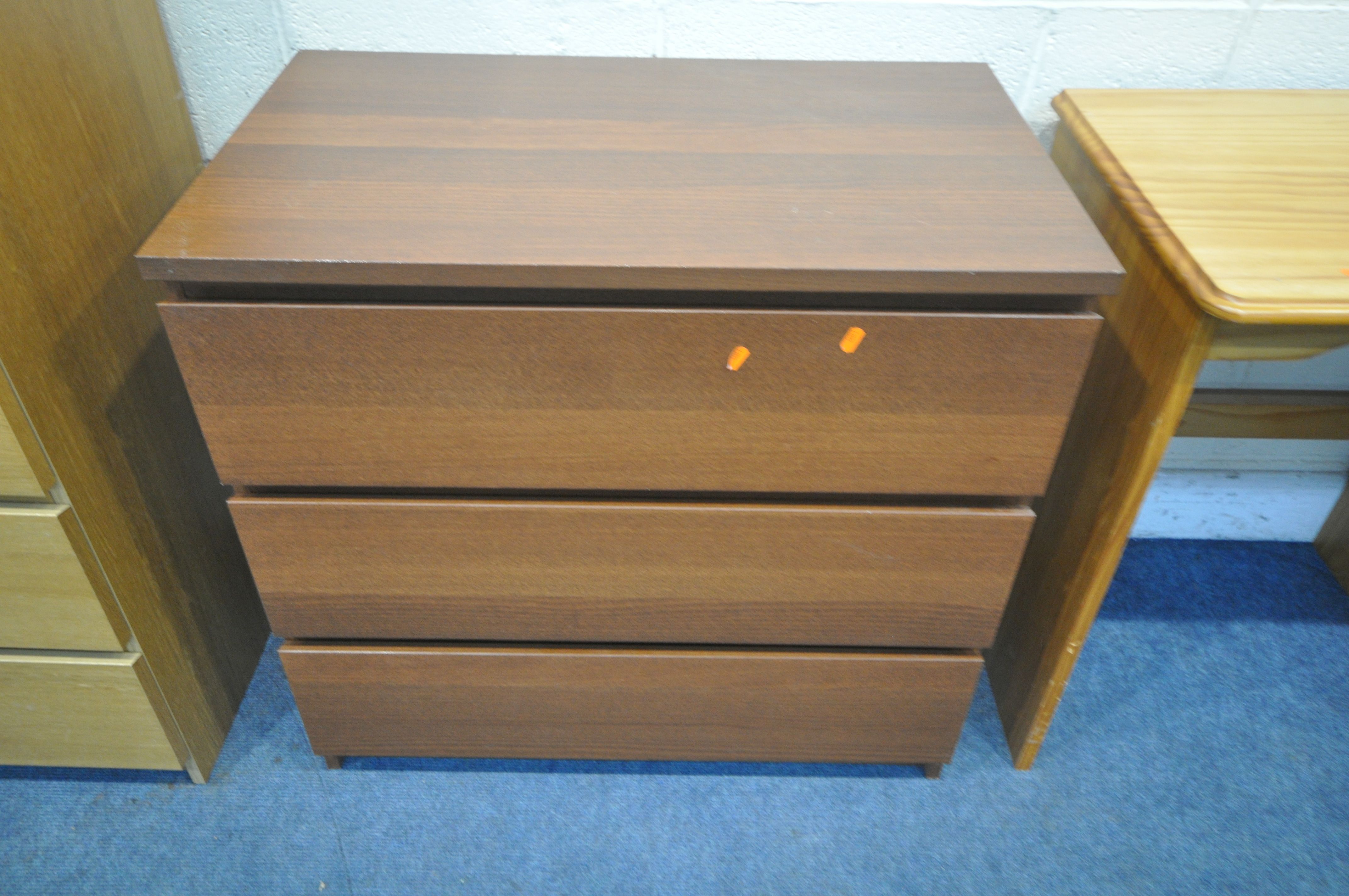 A MODERN PINE DESK, fitted with four drawers, width 105cm x depth 49cm x height 76cm, an Ikea - Image 3 of 5