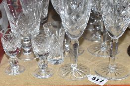 A GROUP OF CUT CRYSTAL, to include two Waterford Glengarriff wine glasses, two Waterford Glengarriff