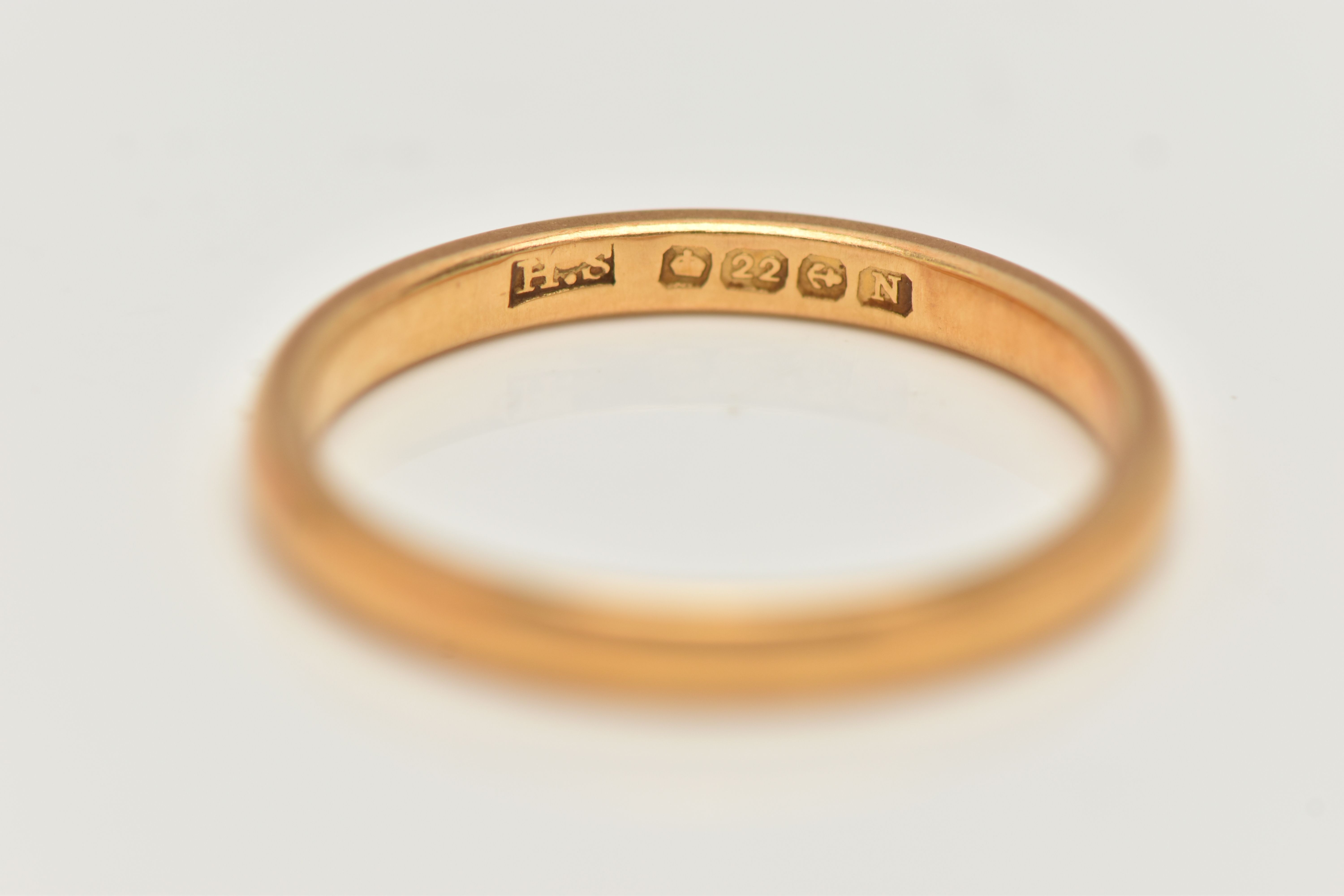 A POLISHED 22CT GOLD BAND RING, hallmarked 22ct Birmingham, ring size M, approximate gross weight - Image 2 of 2
