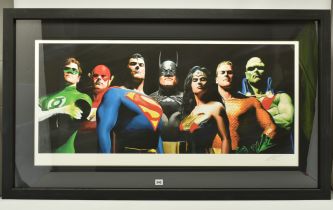 ALEX ROSS (AMERICAN CONTEMPORARY) 'ORIGINAL SEVEN' portraits of Green Lantern, Flash, Superman,