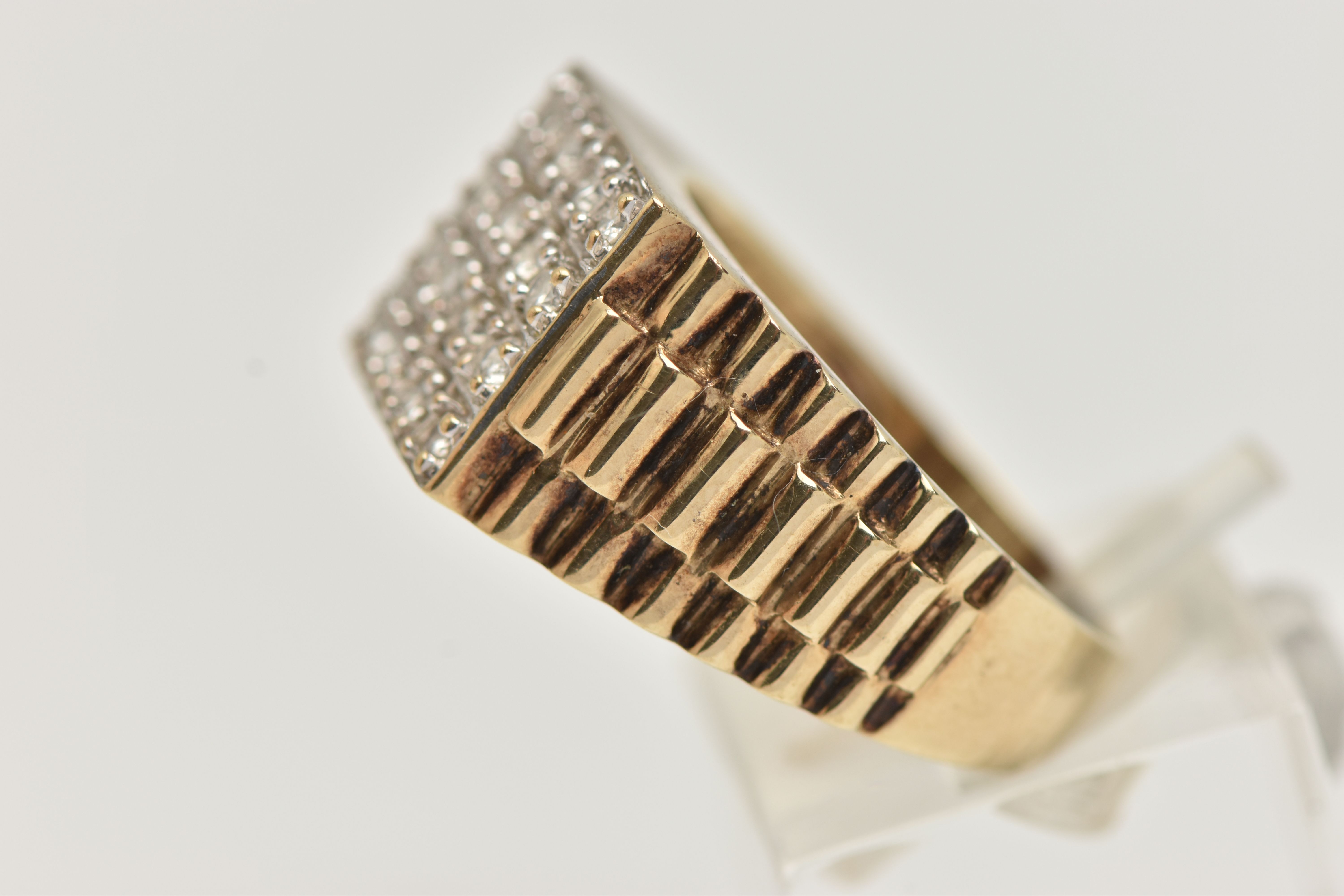 A GENTS DIAMOND ROLEX STYLE SIGNET RING, twenty four round brilliant cut diamonds, pave set in white - Image 2 of 5