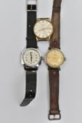 THREE WRISTWACTHES, to include a gold plated, manual wind 'Montine' watch head, a 'Polan' manual