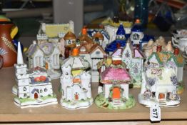 A GROUP OF PASTILLE BURNERS AND COTTAGE ORNAMENTS, comprising 19th and 20th century Coalport and
