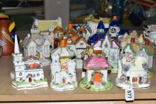A GROUP OF PASTILLE BURNERS AND COTTAGE ORNAMENTS, comprising 19th and 20th century Coalport and