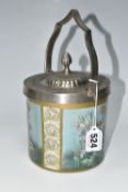 A CARLTONS FANTASIA WARE BISCUIT BARREL, cylindrical form 'Flower Fairies' design, with a pewter lid